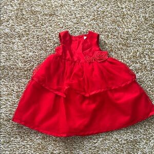 Charming Scarlet Kids Dress with Floral Detail